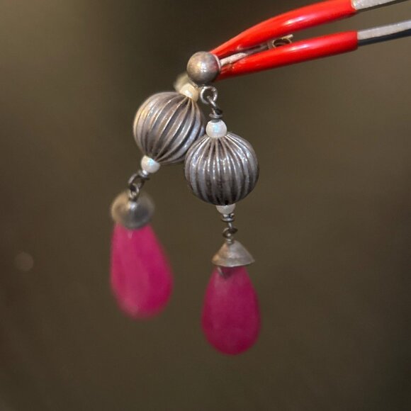 Silver 925 Ruby Earrings - Picture 2 of 5